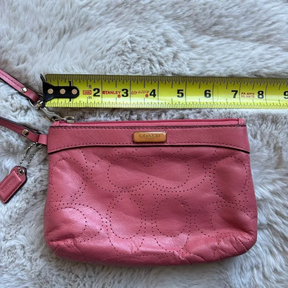 Coach F47330 Perforated pink Leather Wristlet wallet‎ purse clutch